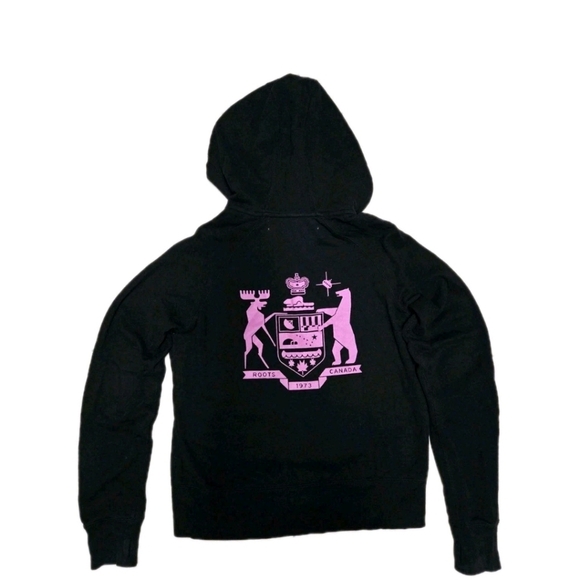 Roots X Douglas Coupland Canada Hoodie Zip Up Mens XL Black Coat Of Arms